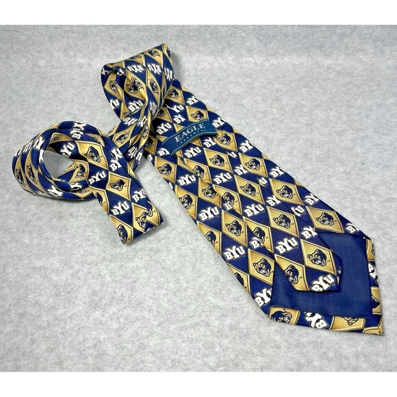 BYU Cougars Mens Silk Tie NCAA Football Eagle Neckwear Classic 58.5 in College - Picture 3 of 8